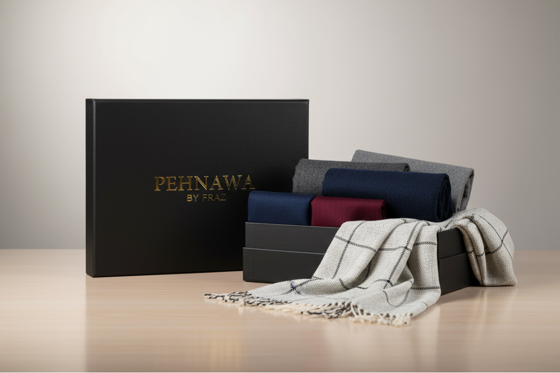 change the box branding with our brand name PEHNAWA BY FRAZ 